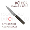 Couteau utilitaire Boker style japonais numéroté et forgé en acier inoxydable Damas type Rose - livré dans un écrin avec un certificat d’authenticité 