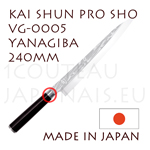 Couteau professionnel japonais KAI série SHUN PRO SHO - couteau YANAGIBA VG-0005  lame asymétrique 