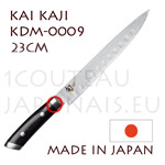 Couteau japonais à trancher KAI série SHUN KAJI KDM-0009 - couteau à JAMBON alvéolé - lame en acier DAMAS 