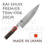 Couteau japonais KAI série SHUN PREMIER TDM1706 - couteau CHEF - lame en acier DAMAS martelé 