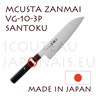 Couteau japonais MCUSTA Zanmai série 3P - SANTOKU lame acier VG10 et manche pakkawood laminé avec bague nickel-argent 