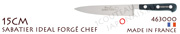 Couteau Chef Cuisine SABATIER IDEAL entirement forg - lame 15cm - manche ABS - 463000 