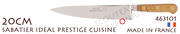 Couteau Chef Cuisine SABATIER IDEAL PRESTIGE entirement forg - lame 20cm - manche CHENE - 463101 