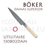 Japanese style UTILITY knife Boker SUPERIOR damas stainless steel forged  delivered in a luxurious wood case with a certificate of authenticity  (numbered knife - limited edition to 99 copies numbered from 01 to 99-) 