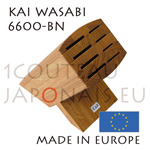 Bloc couteaux en chêne KAI WASABI 6600BN pour 8 couteaux japonais 