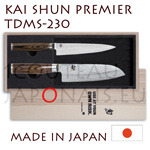 Coffret TDMS230 couteaux japonais KAI série SHUN PREMIER - couteau UNIVERSEL TDM1701 et SANTOKU TDM1702 - lame en acier DAMAS martelé 