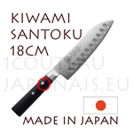KIWAMI - Couteau japonais SANTOKU lame alvéolée Damas inox 33 couches - manche Pakka 
