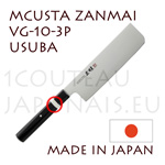 Couteau japonais MCUSTA Zanmai série 3P - USUBA lame acier VG10 et manche pakkawood laminé avec bague nickel-argent 