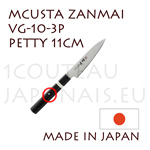 MCUSTA Zanmai 3P series japanese hocho - 11cm PETTY VG-10 steel blade and laminated pakkawood handle with nickel-silver ring 