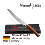 Slicer knife NESMUK Soul 2 - Cocobolo handle with solid silver collar and stainless blade - delivered with a luxury box 