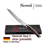 Couteau NESMUK Soul 2 pour parer ou fileter - manche Grenadille avec bague argent massif et lame inox - prsent en coffret luxueux  