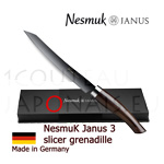 Luxueux coffret Couteau NESMUK Janus 3.0 pour fileter ou parer - manche Grenadille avec bague argent massif - lame inox 